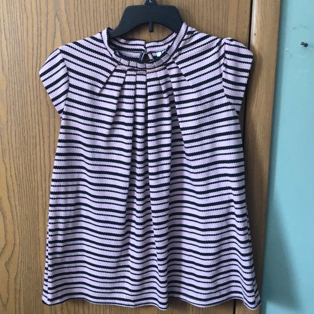 Black and light pink striped blouse